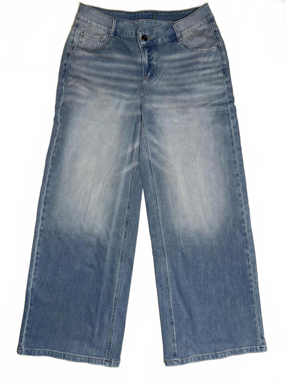 Halara flex women's wide leg denim jeans crossover waist Sz medium light wash